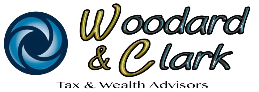 The logo for woodard & clark tax and wealth advisors