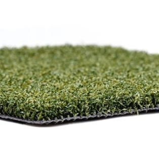Close-up of green artificial grass turf with a black backing edge