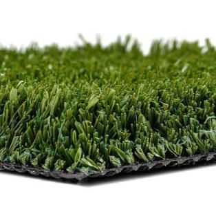 Close-up of green artificial grass turf with black backing