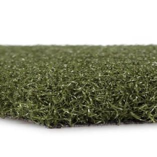 Close-up of green artificial grass turf with a white backing edge