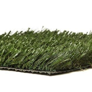 Close-up of green artificial grass turf with a black backing edge