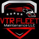 Logo for VTR Fleet Maintenance LLC: Truck silhouette, stars, and text on a black background. Red and white colors.