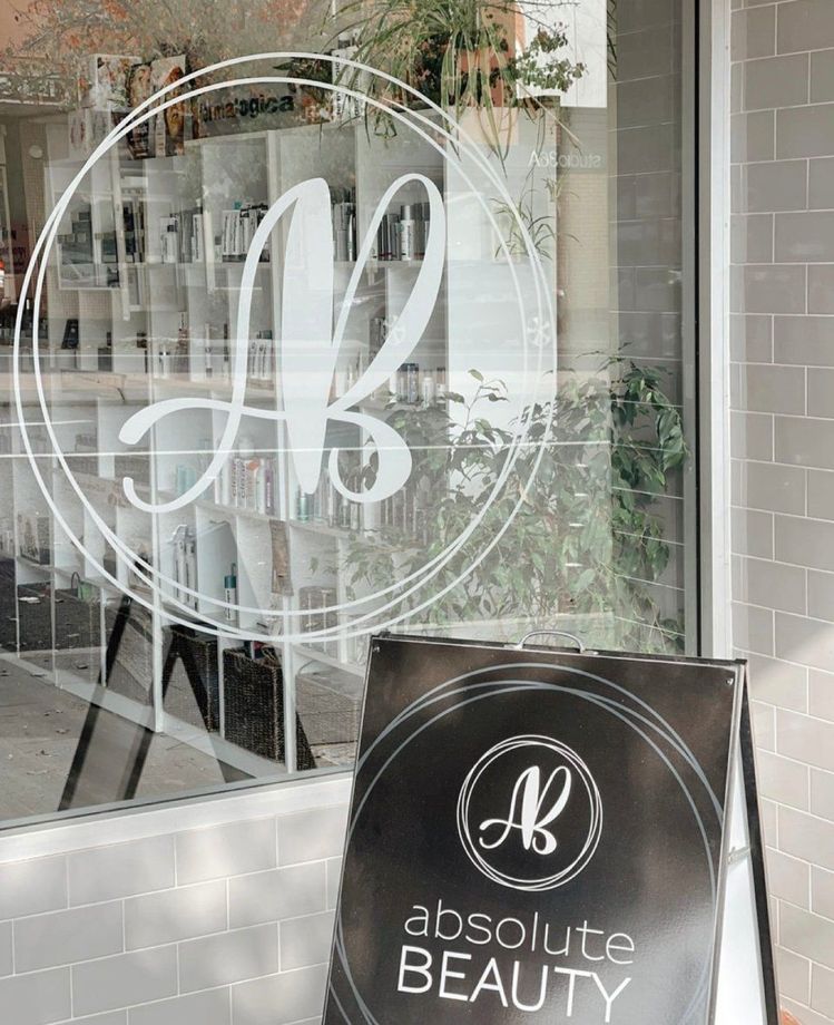 Window of a beauty salon with 