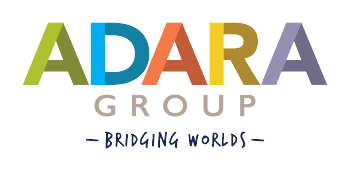 A colorful logo for the adar group bridging worlds