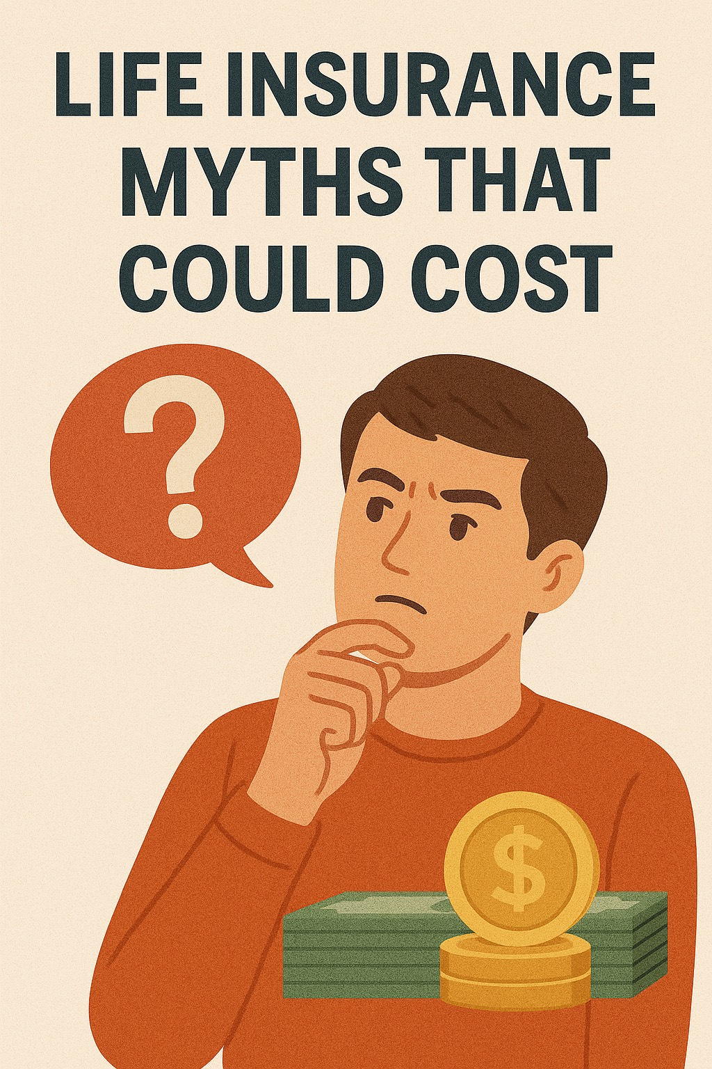 A man is thinking about life insurance myths that could cost.