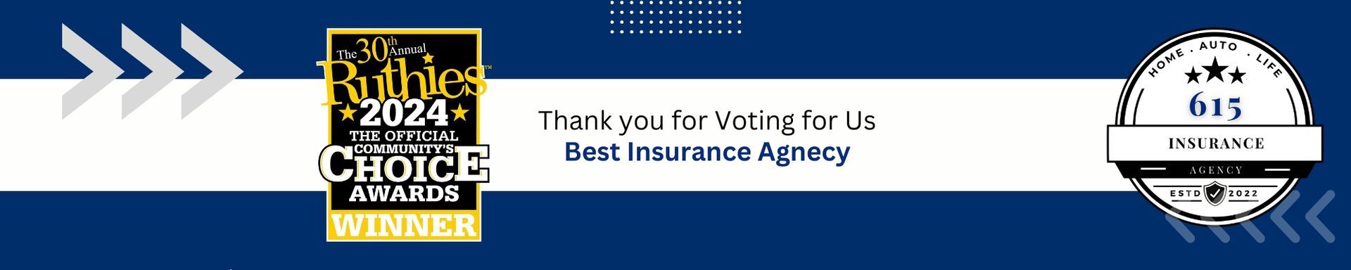 2024 Ruthies Community's Choice Award Winner for Best Local Insurance Agency in Murfreesboro and Rutherford County.