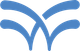 Blue abstract fountain-like logo on a white background