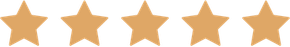 Five gold stars in a row on a white background