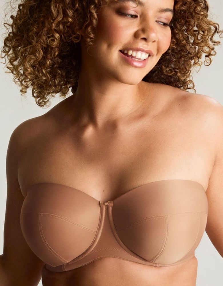 Woman Wearing a Nude Strapless Bra; Smiling, Looking to the Right — Shona's Lingerie in Hermit Park, QLD