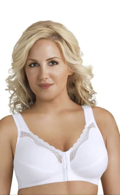 Woman Wearing a White Front-closure Bra With Lace Detailing — Shona's Lingerie in Hermit Park, QLD