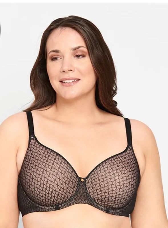 Woman Wearing a Black Bra With a Lattice Overlay — Shona's Lingerie in Hermit Park, QLD