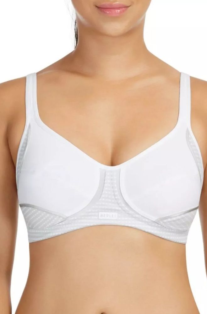 Woman Wearing a White Sports Bra, Front View — Shona's Lingerie in Hermit Park, QLD