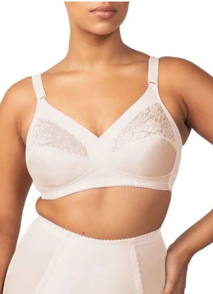 Woman Wearing a Beige Bra and High-waisted Undergarment With Lace Accents — Shona's Lingerie in Hermit Park, QLD