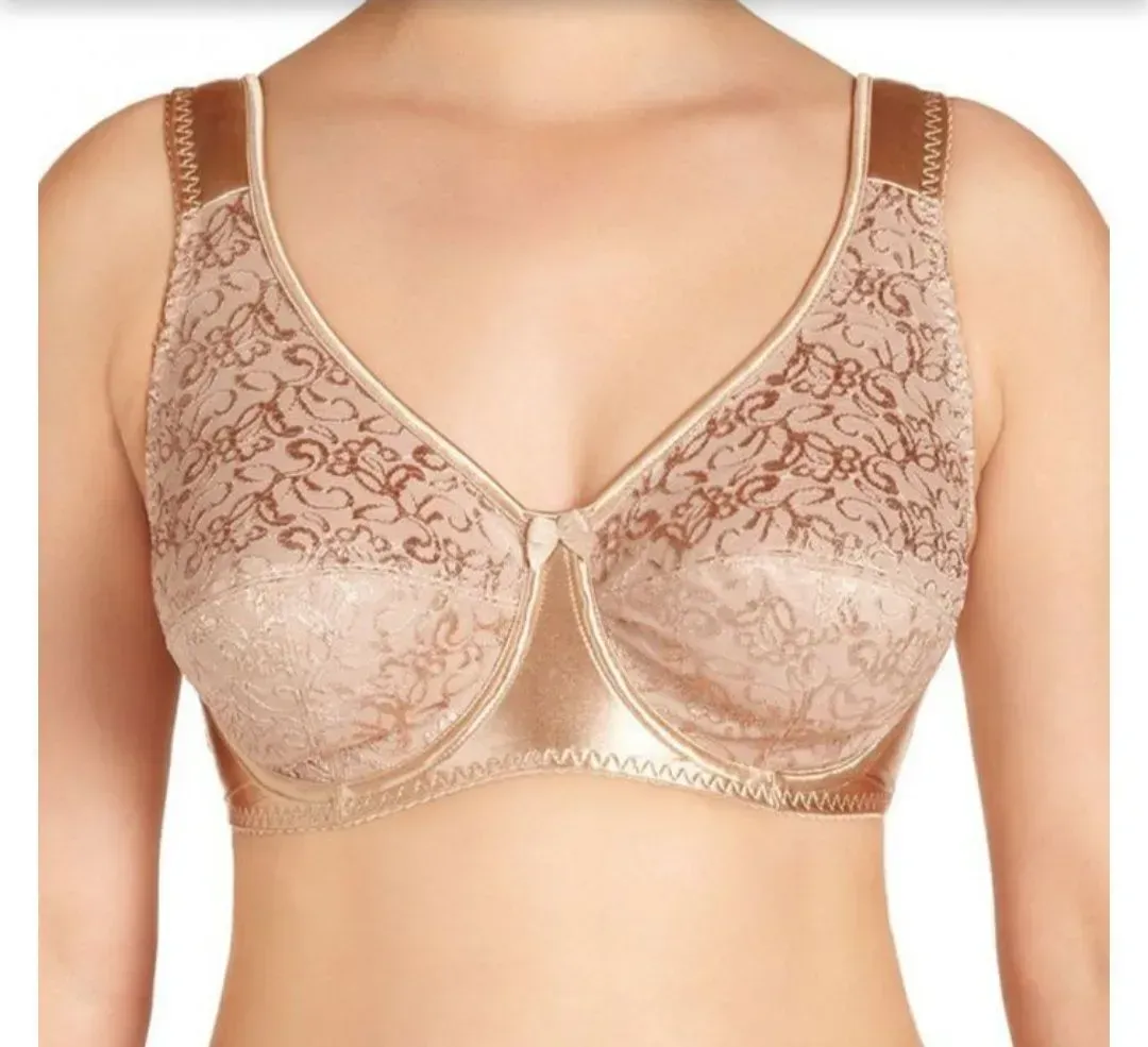 Beige Bra With Floral Lace Detailing and Wide Straps — Shona's Lingerie in Hermit Park, QLD