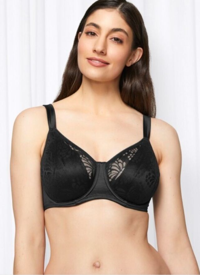 Woman in a Black Bra, Smiling, Looking at the Viewer — Shona's Lingerie in Hermit Park, QLD
