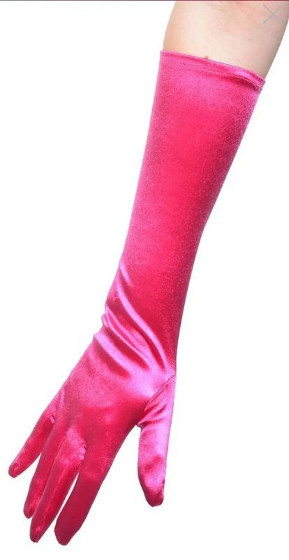 Bright Pink Satin Opera-length Glove on an Arm, Isolated on a White Background — Shona's Lingerie in Hermit Park, QLD