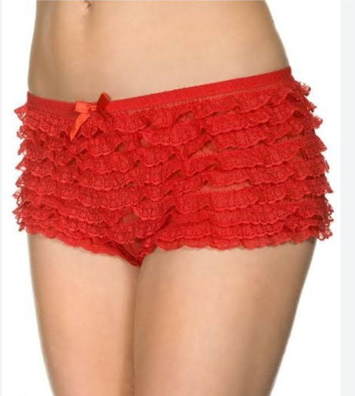 Red Ruffled Lingerie Shorts With a Small Bow — Shona's Lingerie in Hermit Park, QLD