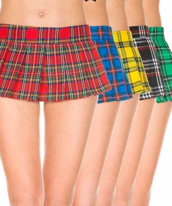 Five Mini Pleated Plaid Skirts in Red, Blue, Yellow, Black, and Green — Shona's Lingerie in Hermit Park, QLD