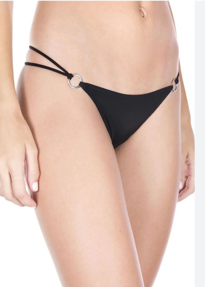 Black Bikini Bottom With Thin Straps and Metal Ring Accents — Shona's Lingerie in Hermit Park, QLD