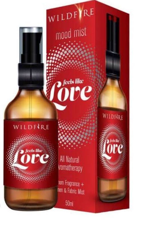 Wildfire Mood Mist Bottle and Box, Red Label Reads