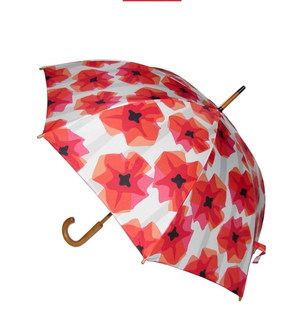 Open Umbrella With a Poppy Floral Design. White Background — Shona's Lingerie in Hermit Park, QLD