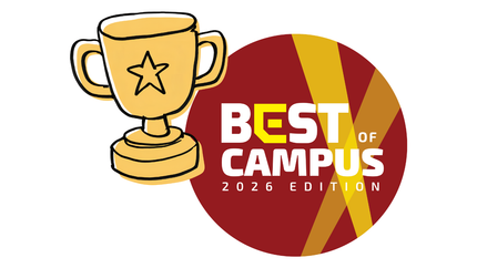 Best of Campus 2026 award badge with a gold trophy cup graphic