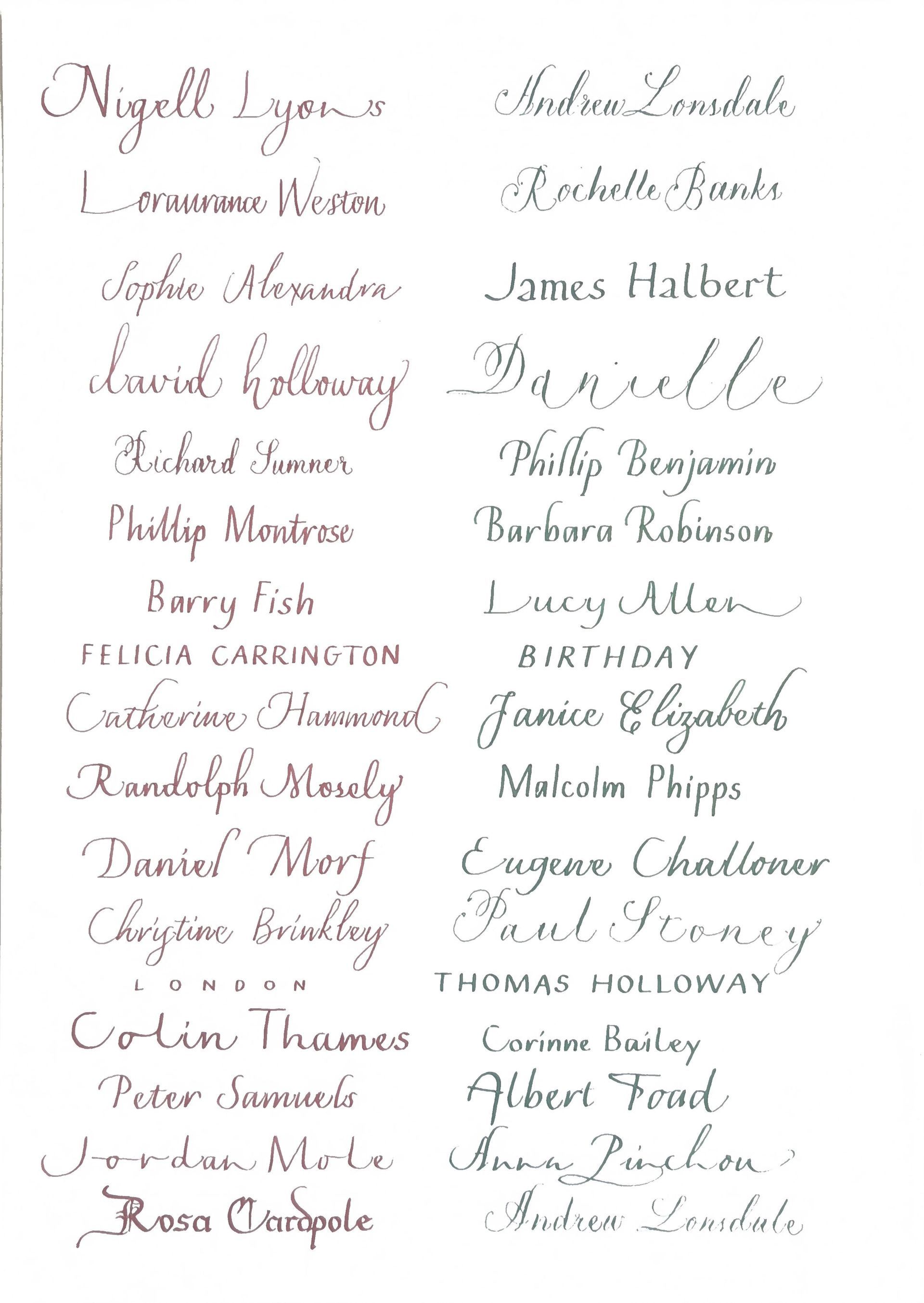 Calligraphy styles
