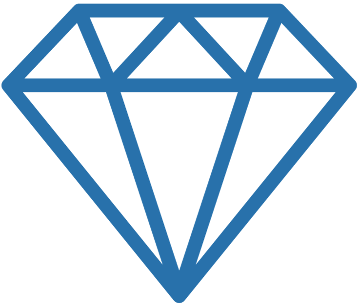 Icon Diamant blau als Symbol für