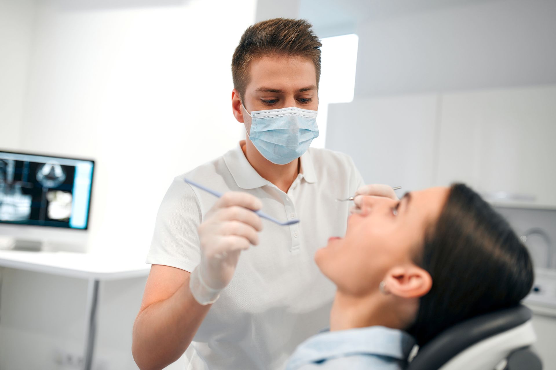 Detailed dental consultation at a dentist's office Detailed dental consultation at a dentist's office