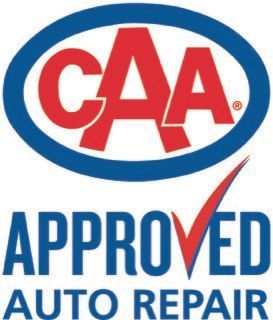 CAA approved auto repair logo with red and blue text in an oval badge
