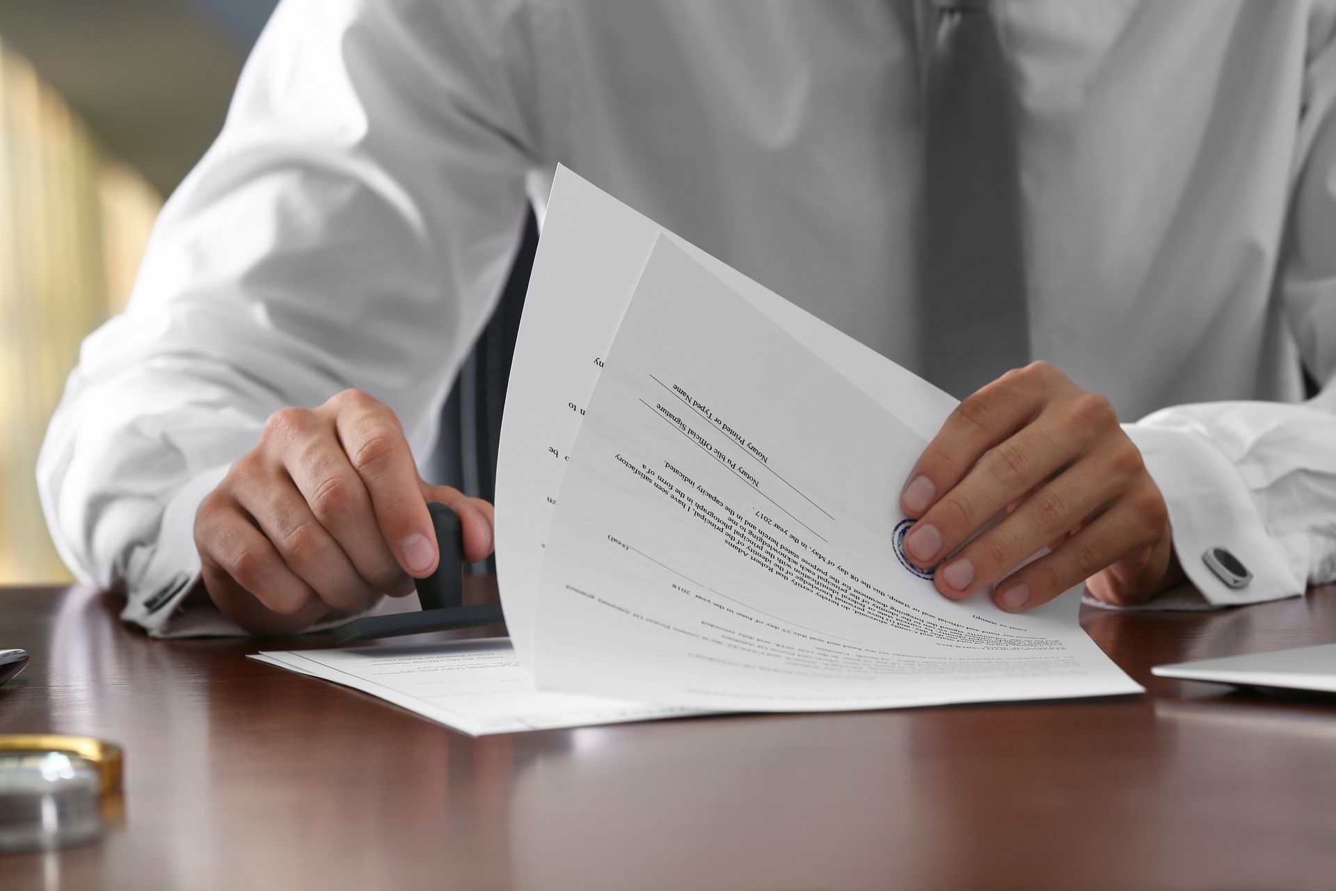 Attorney checking the documents.