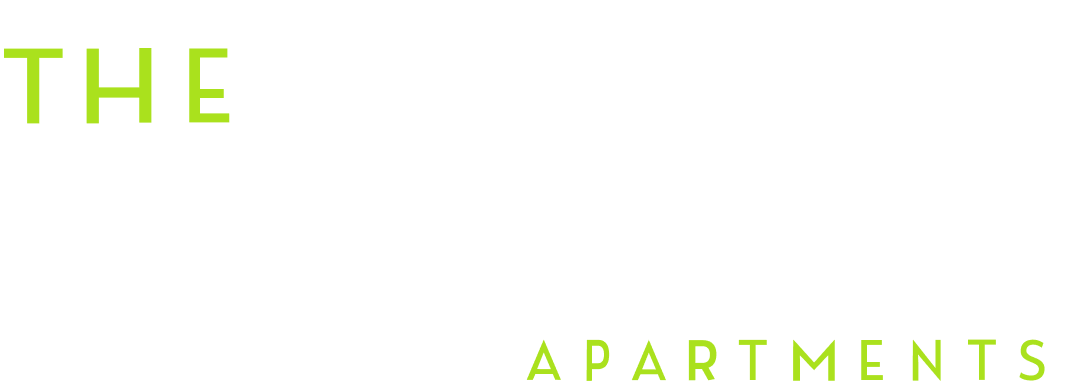 The logo for the apartments is green and white on a white background.