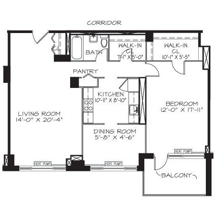 A floor plan of a house with a living room , dining room , and bedroom.