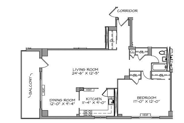 A black and white floor plan of a house with a balcony