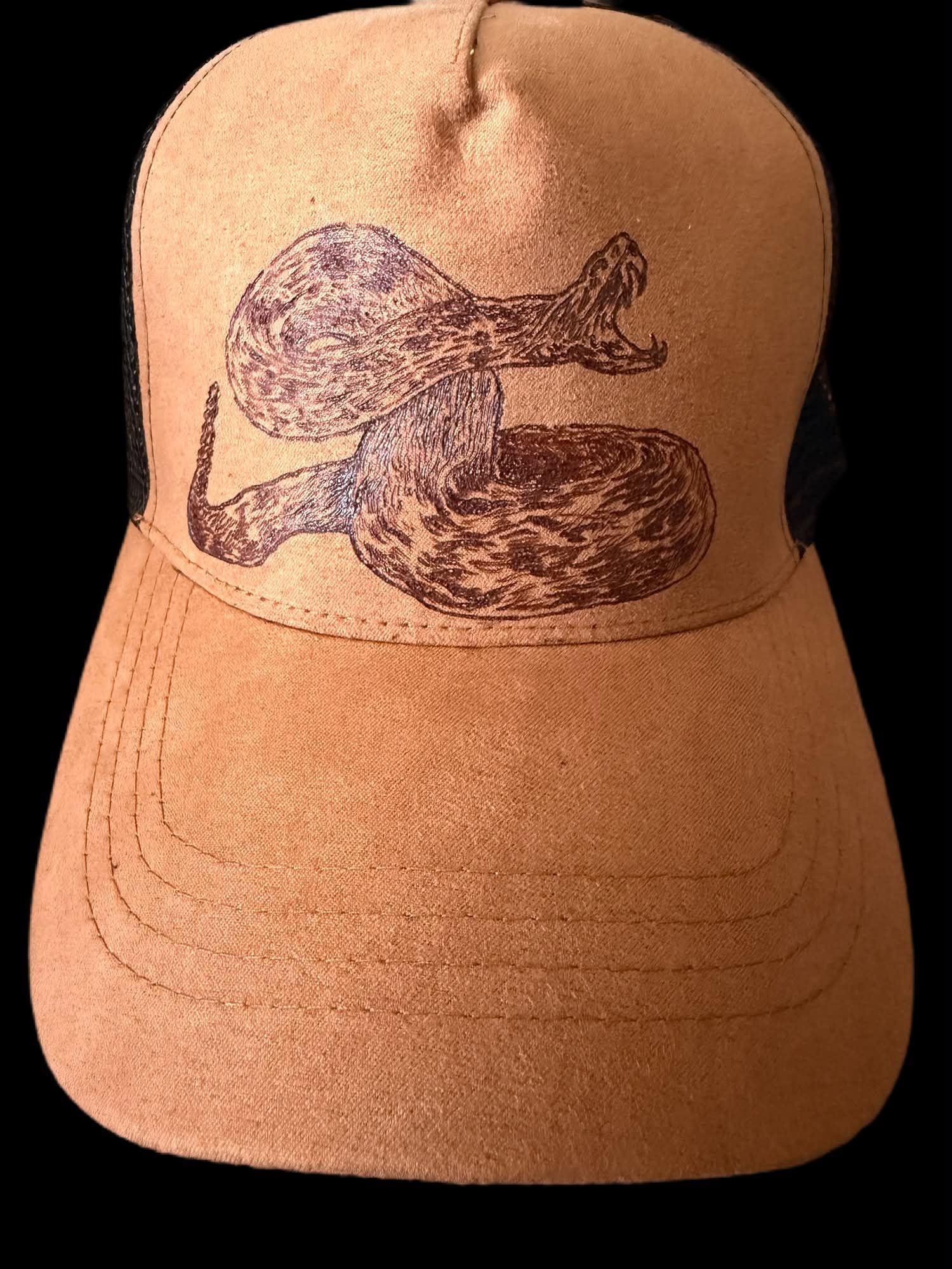 Faux Suede Ball Cap RattleSnake