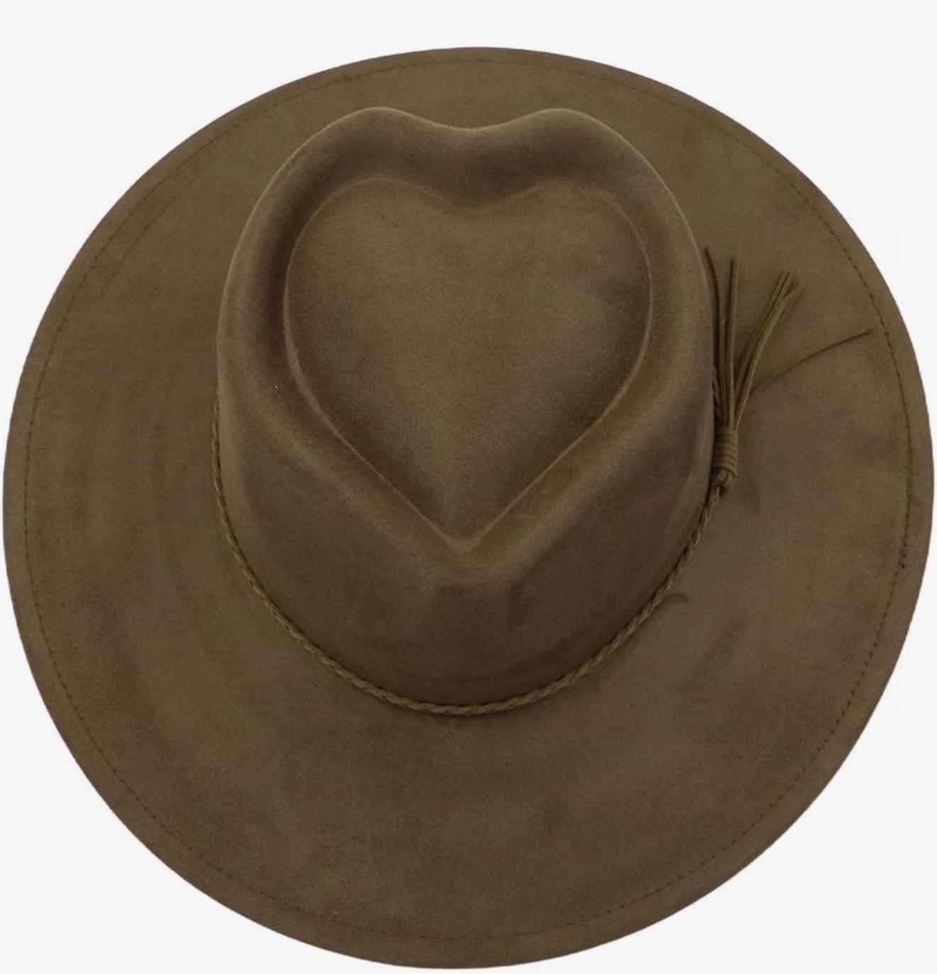 Heart Shaped Faux Wide Brim Fedora's