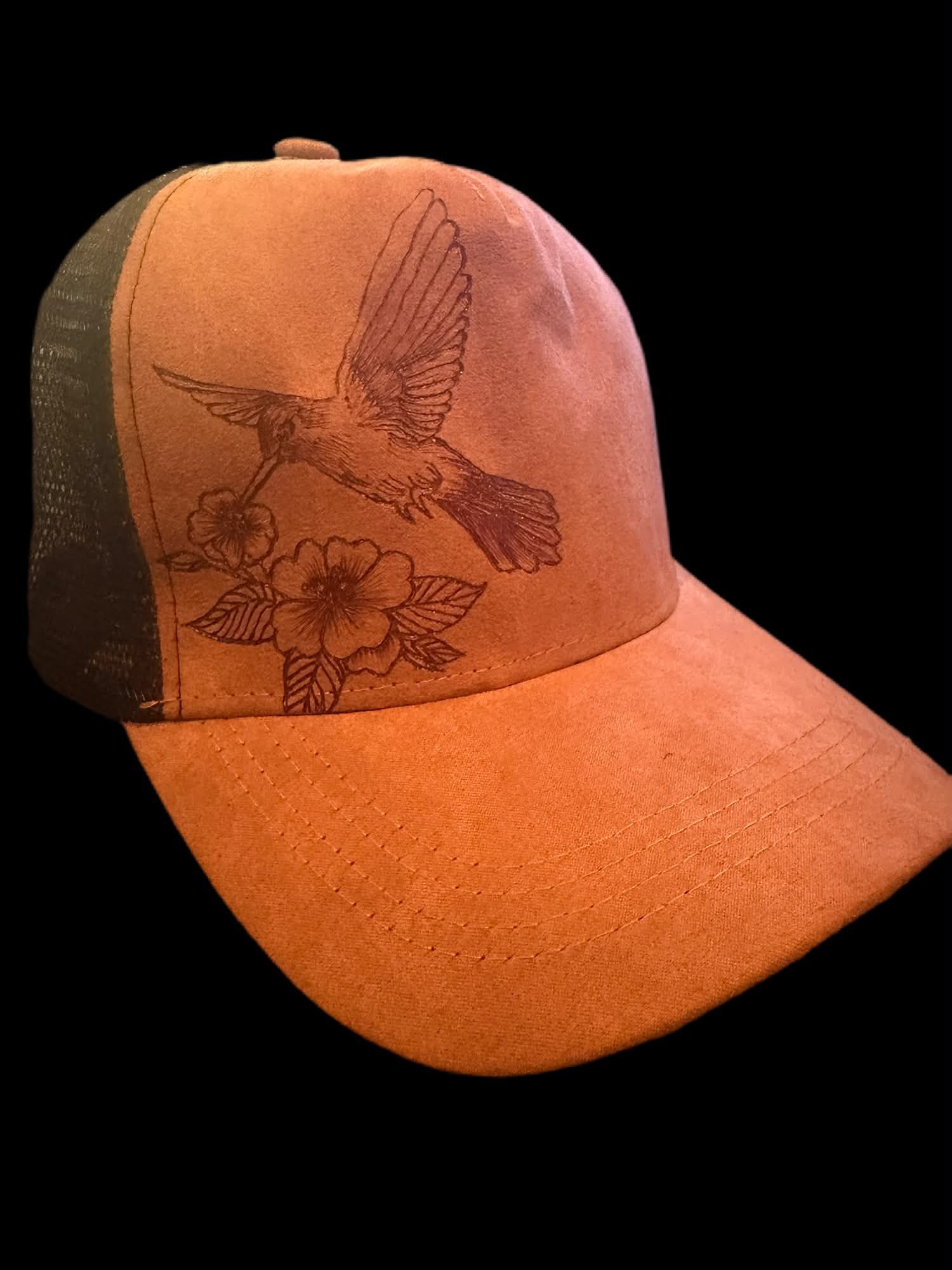 Faux Suede Ball Cap Hummingbird
