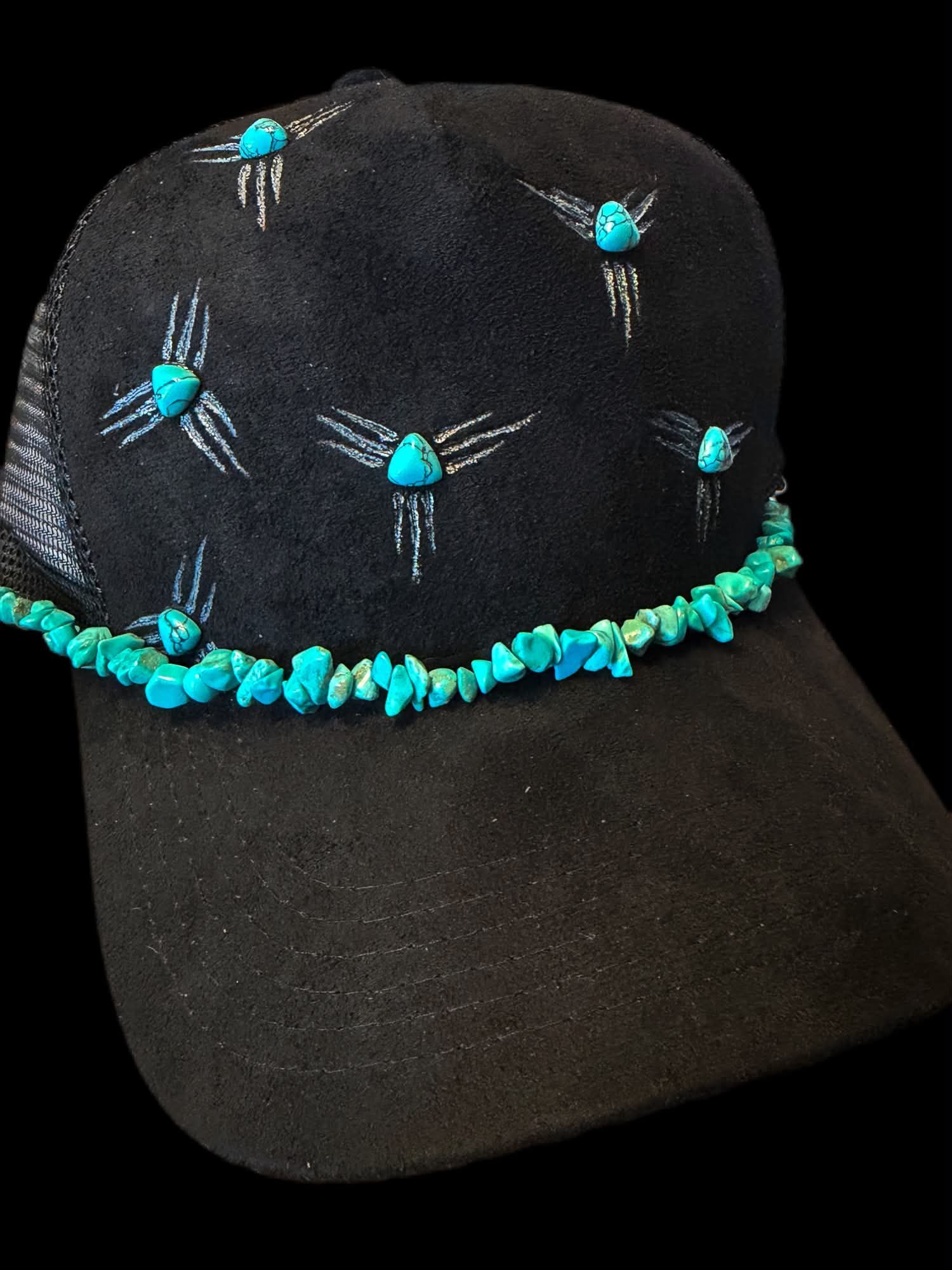 Faux Suede Ball Cap Turquoise Gem