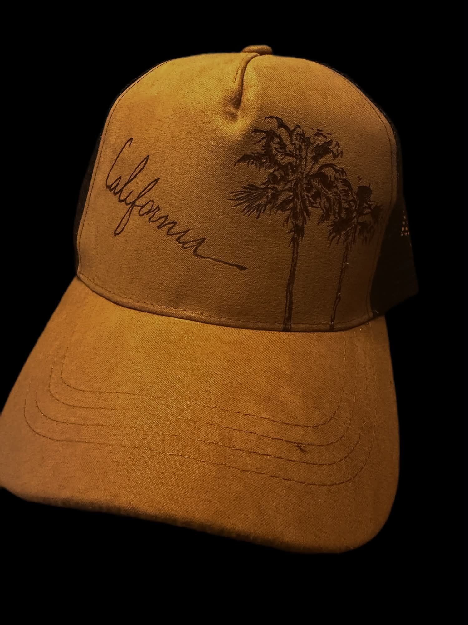 Faux Suede Ball Cap Cali Palm