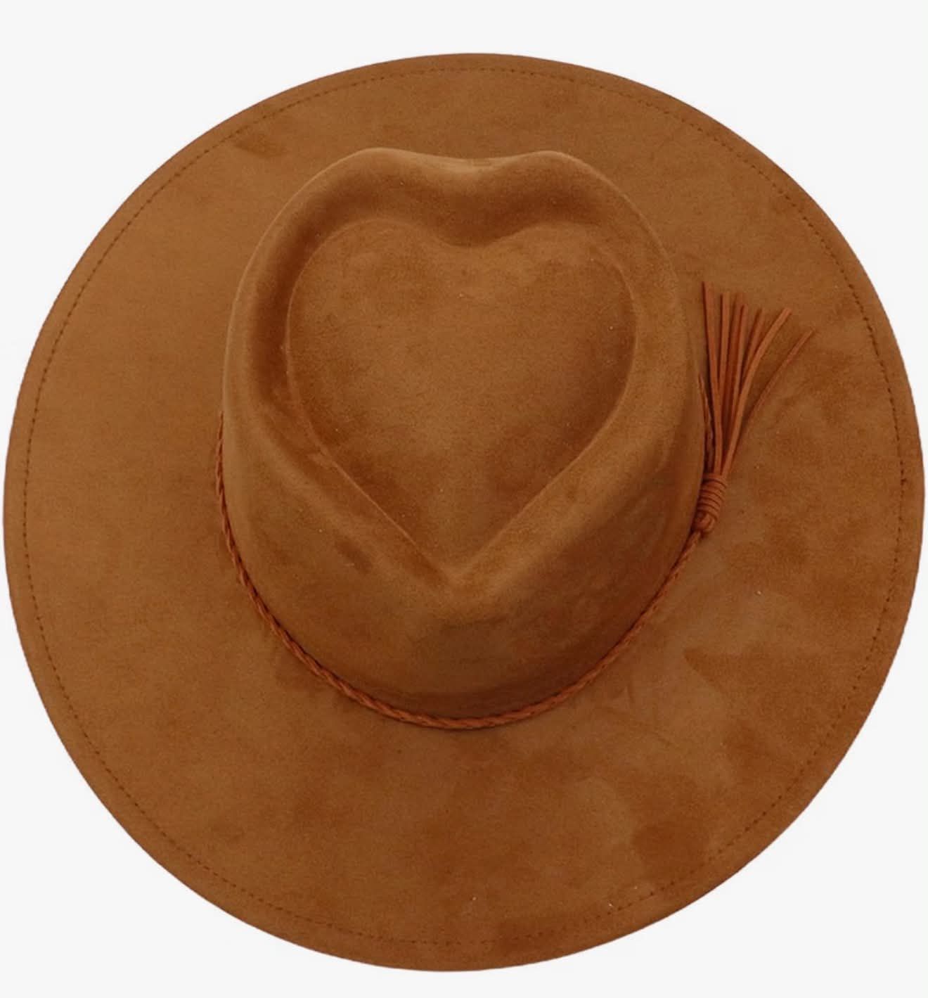 Heart Shaped Faux Wide Brim Fedora's