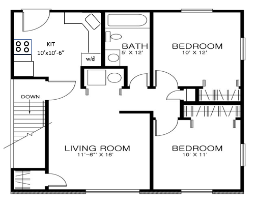 2 bedroom floor plan