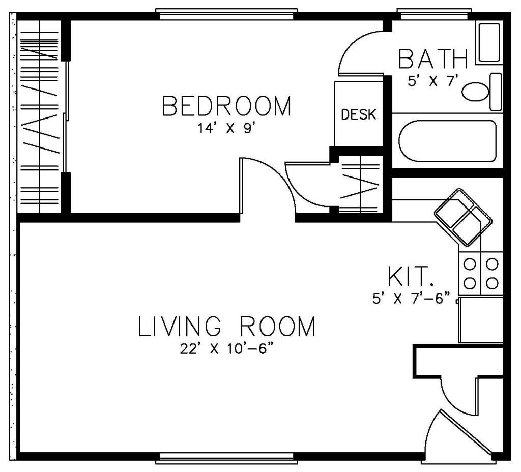 1 bedroom floor plan a