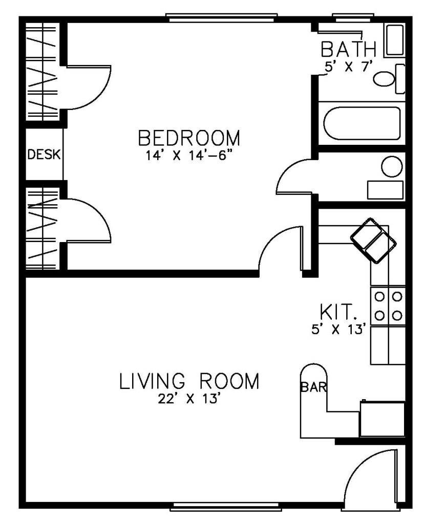 1 bedroom floor plan b