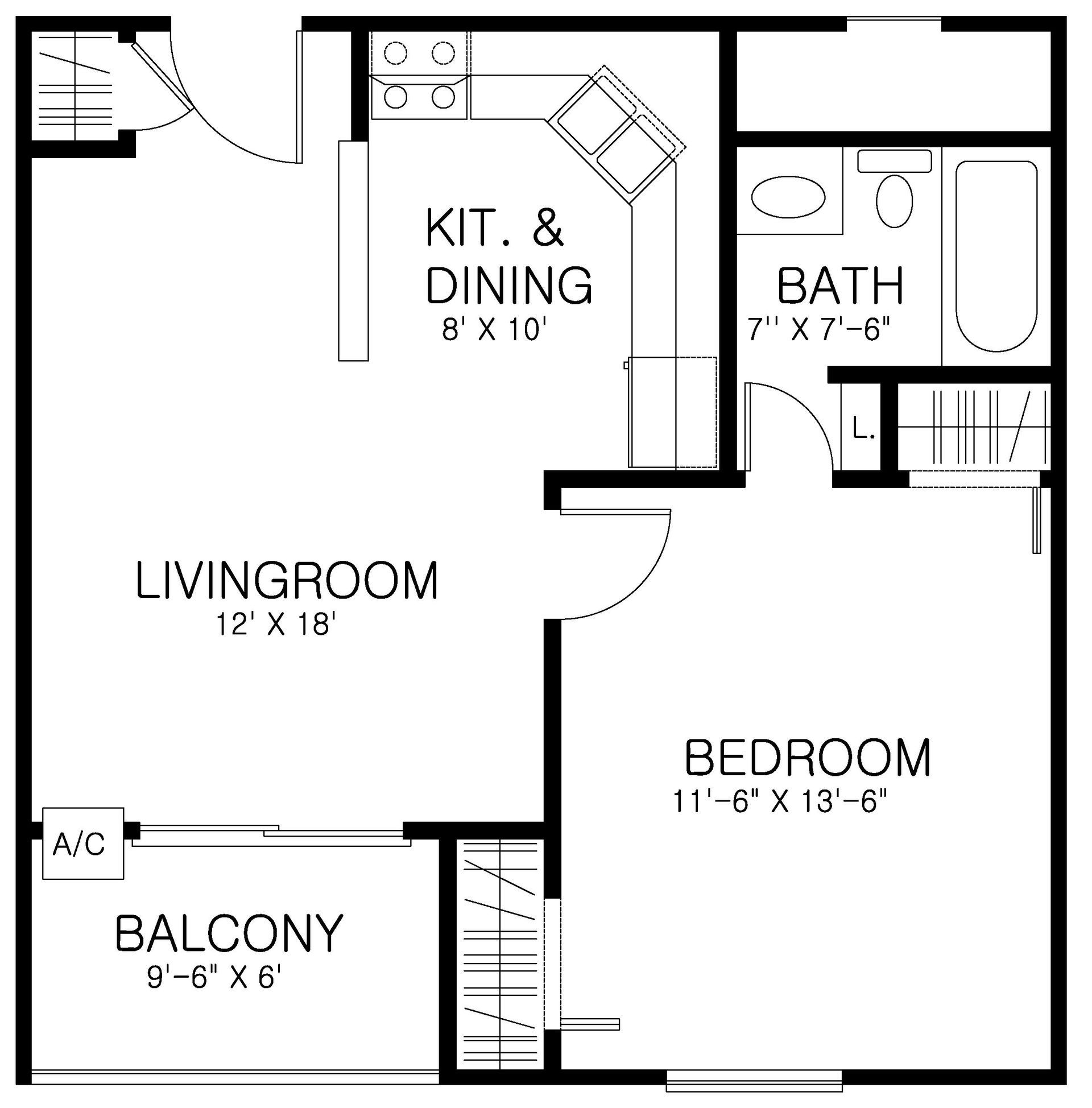 1 Bedroom Floor Plan