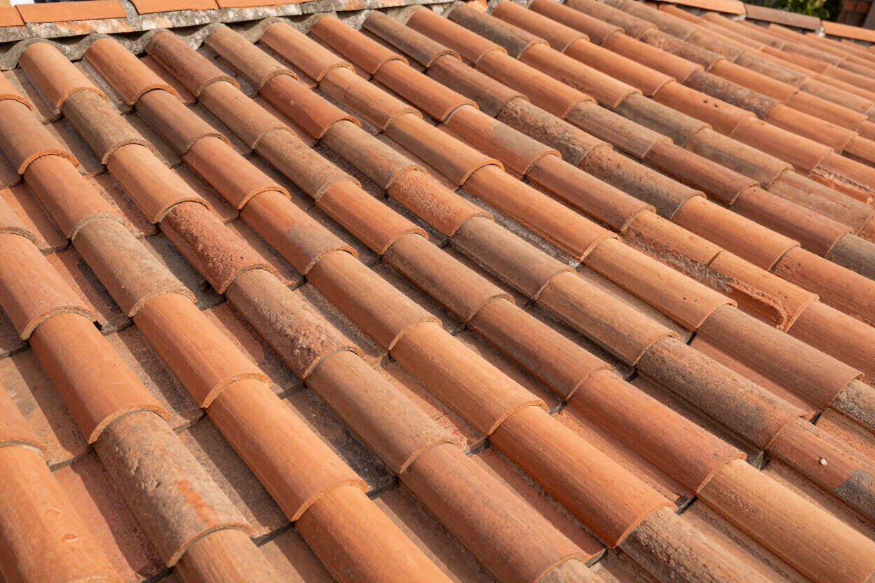 Māla dakstiņu jumta segums ar tradicionālu terrakota toni