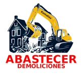 Una excavadora Komatsu está demoliendo una casa.