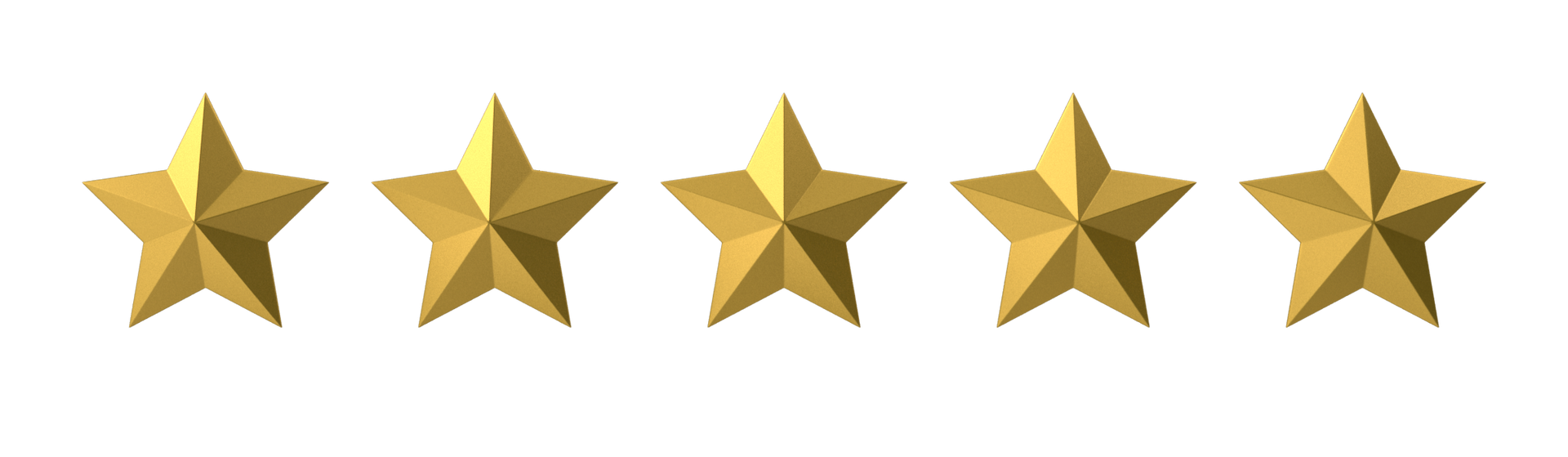 A row of five gold stars on a white background.