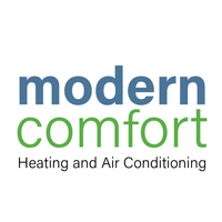 A logo for modern comfort heating and air conditioning.