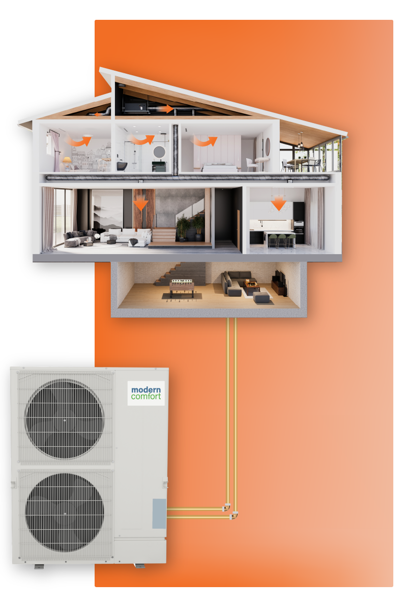 A diagram of a house with an air conditioner attached to it