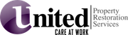 The logo for united property restoration services care at work